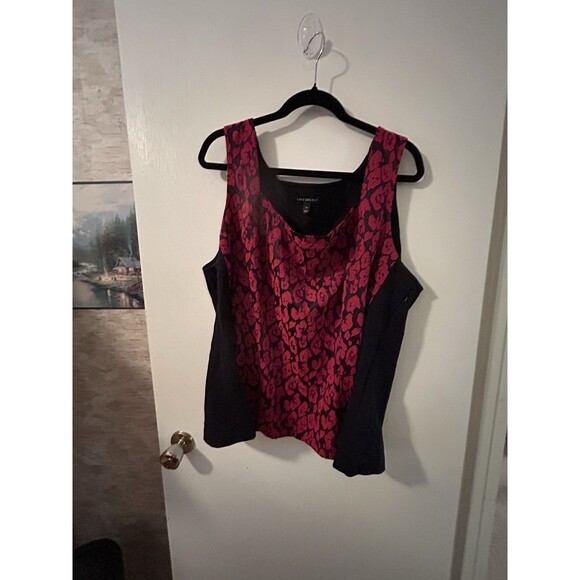 Lane Bryant Top Black With Red Lace Size 26 Plus Size Top Sleeveless - Picture 1 of 5